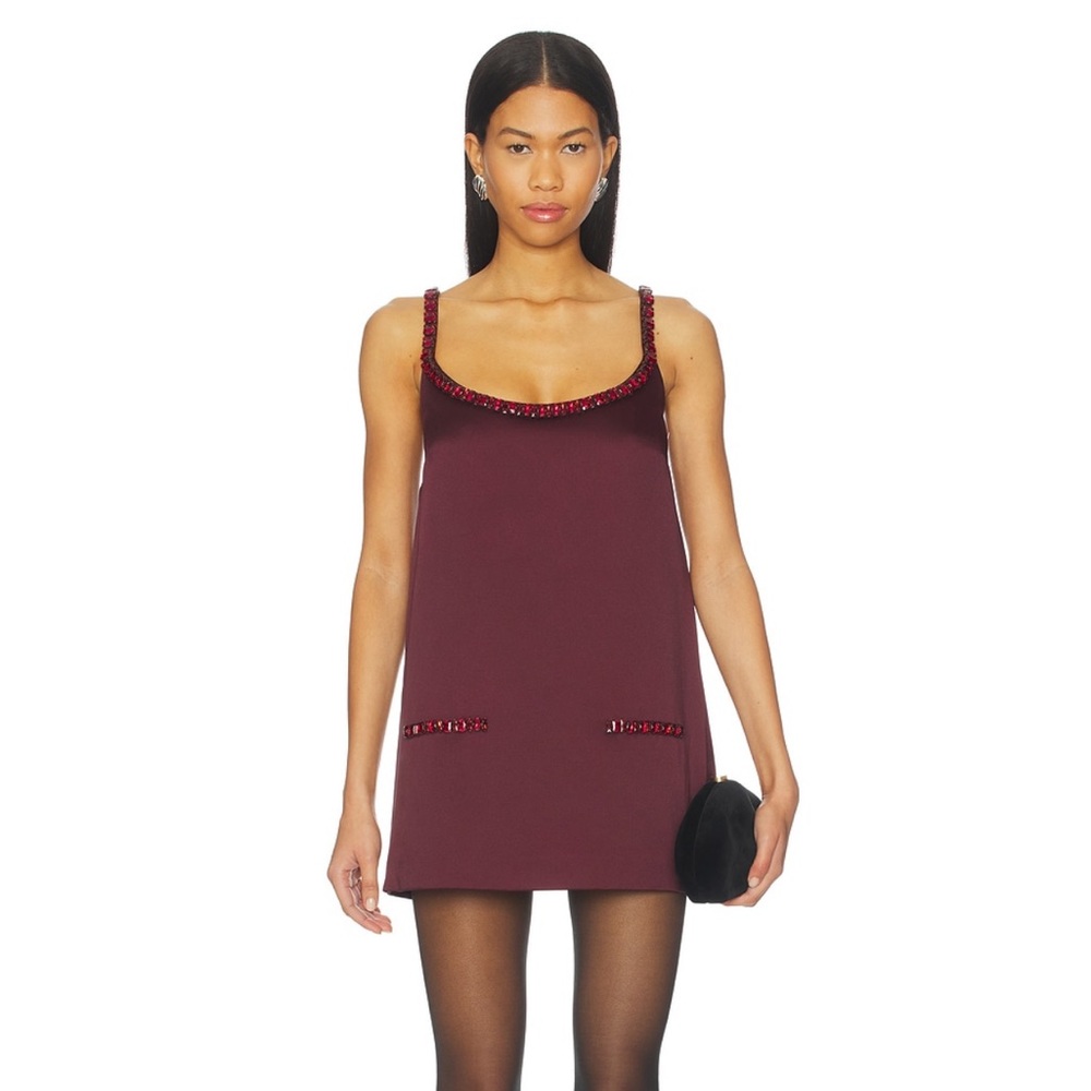 Retrofete Burgundy Embellished Mini Dress Reilly Dress in Port